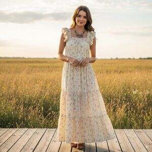 NWT MOON RIVER Floral Printed Maxi Dress